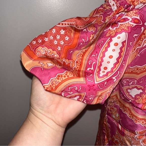 CALYPSO ST BARTH Orange pink Paisley Silk dress size small - Picture 5 of 9